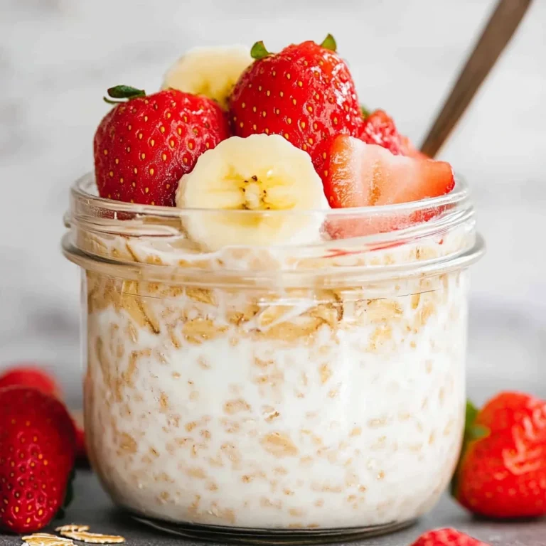 Overnight Oats - so cremig mit Joghurt, Banane & Erdbeeren