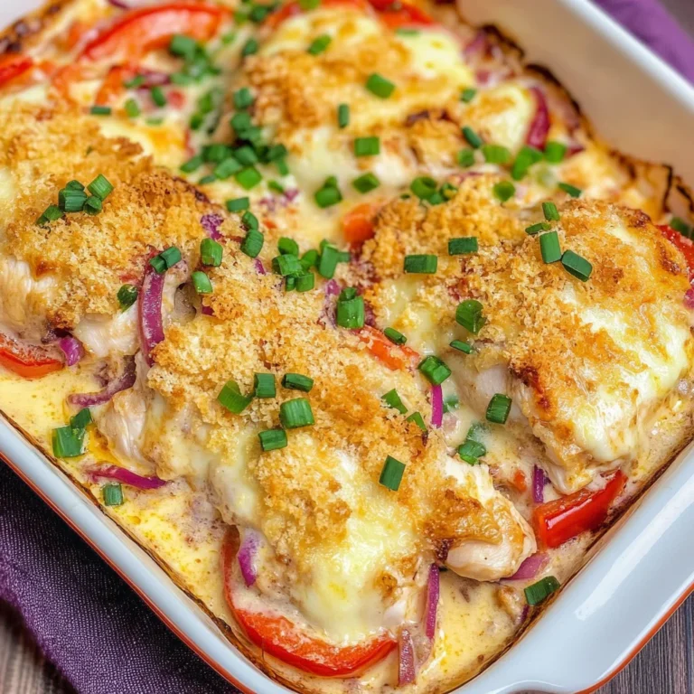 Hähnchen-Auflauf mit Paprika und Schmand-Soße