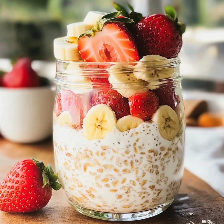 Overnight Oats - so cremig mit Joghurt, Banane & Erdbeeren