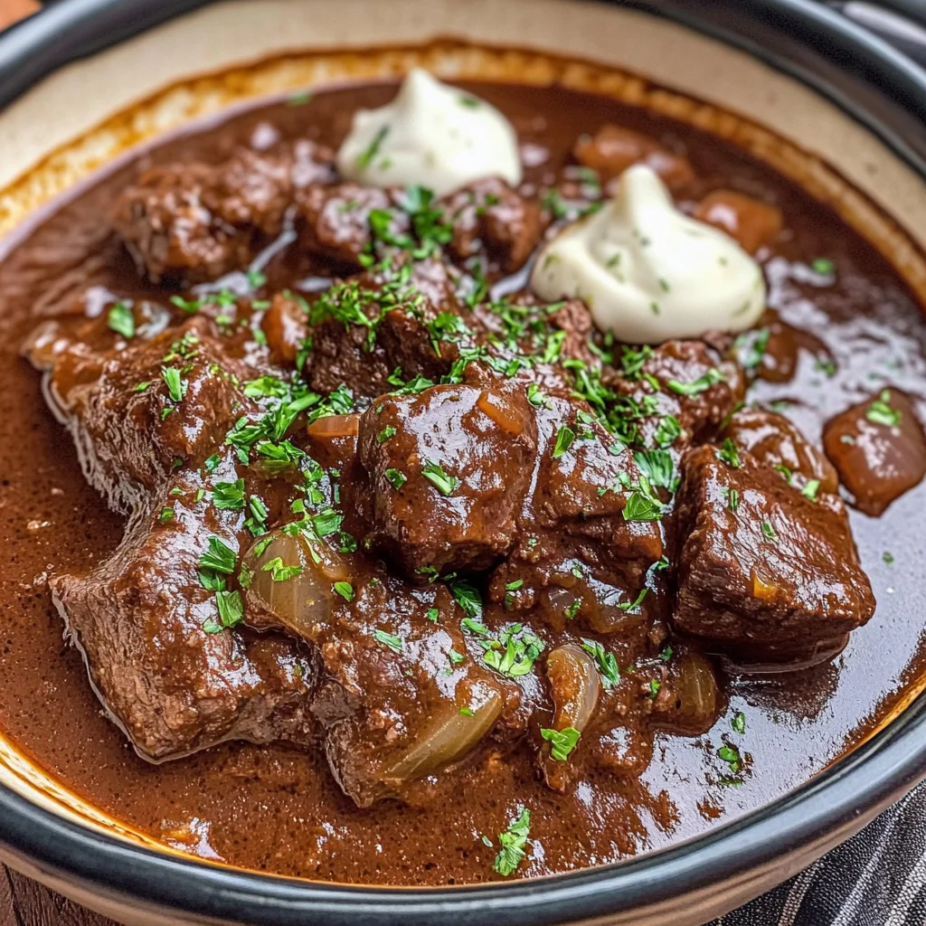 Rindergulasch Rezept mit RotTraubensaft - ganz zart wie von Oma